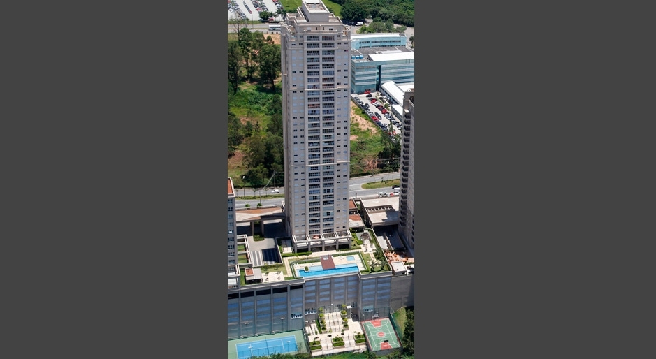 Foto aérea da fachada do Alpha Garden