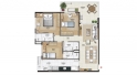 Apartamento 3 quartos (93,16m² a 93,19m²) com 2 suítes - Edifício Jardins 1