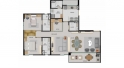 Área do Apartamento 96,7m² - 2 Suítes - Com Varanda Gourmet e Lavabo, Home theather e Office