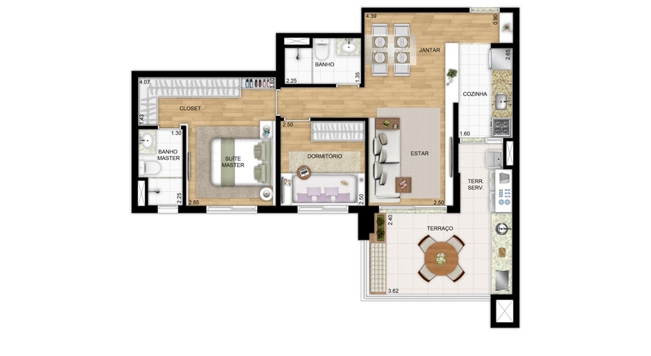 Apartamento 2 Dormitórios - 70m²