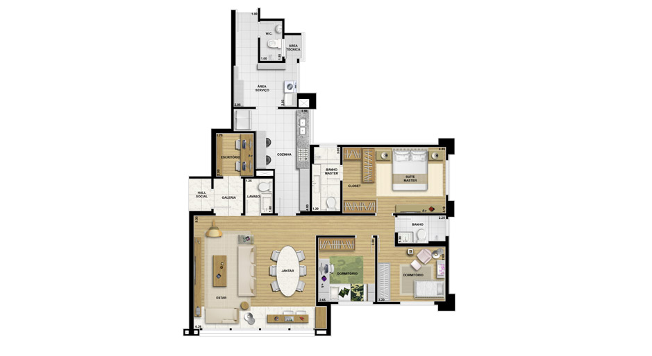 Apartamento de 121 m² - Opção com Sala Ampliada