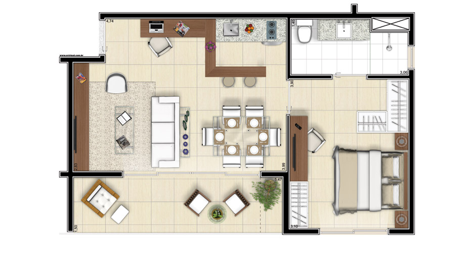 Apartamento de 51,11 m²