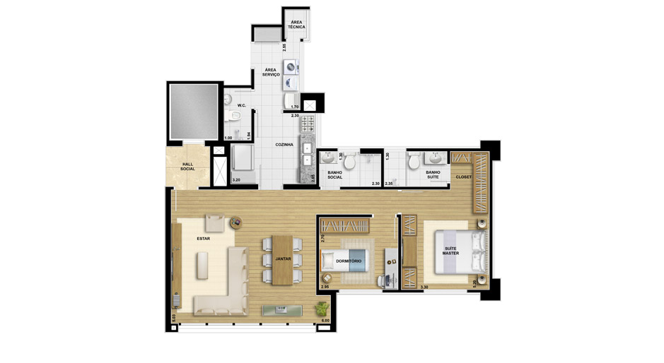 Apartamento de 89 m²