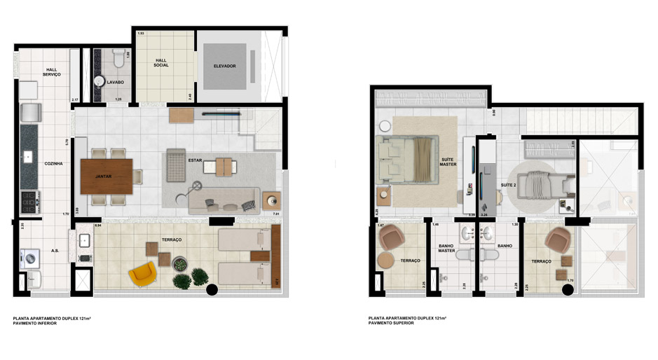 Apartamento Duplex de 121m² com Opção de Passa Prato e Grill no Terraço
