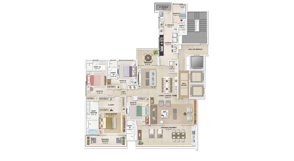 Apartamento Padrão Tipo Caramelo Arquitetos Associados -  235,12m²