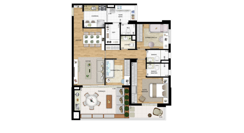 Apartamento 3 dormitórios - 115m²