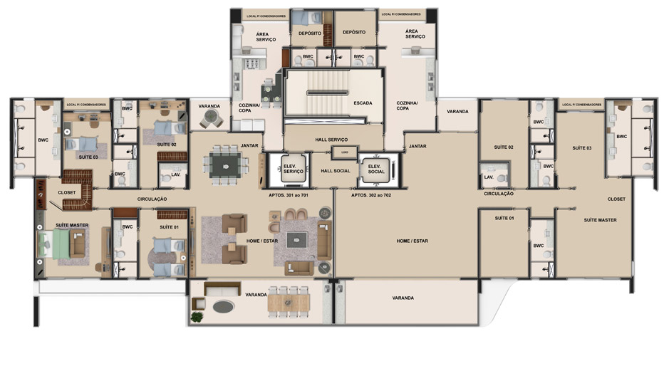 Apartamento Panorâmico - Romero Duarte: 4 Suítes, 3 Vagas de Garagem. 212m²