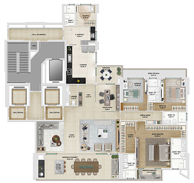 Imagem ilustrativa - Apartamento de 230,21 m² - Torre Borgonha por Carina Kakucsi