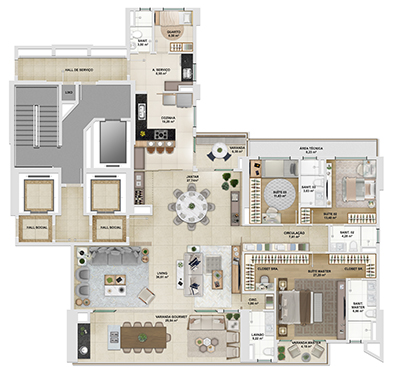 Imagem ilustrativa - Apartamento de 230,21 m² - Torre Borgonha por Karoline Hoisel e Renata Garrido