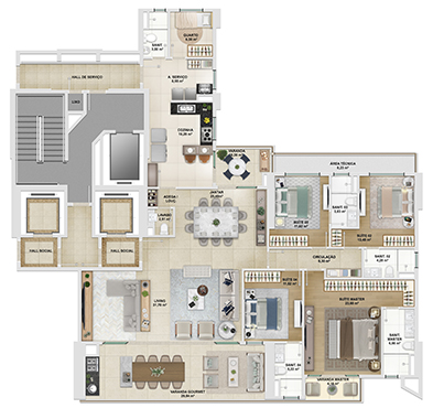 Imagem ilustrativa - Apartamento de 230,21 m² - Torre Borgonha por Sidney Quintela
